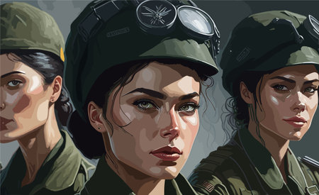 The role of women in the military, Explore the contributions and sacrifices of women in the armed forces, showcasing their strength, courage, and dedication to serving their countryのイラスト素材