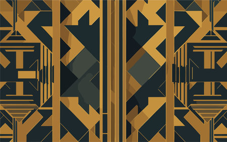 complex vector background image inspired by the Art Deco movement, featuring sleek geometric patterns, luxurious textures, and elegant motifs that exude a sense of opulence and sophistication.のイラスト素材