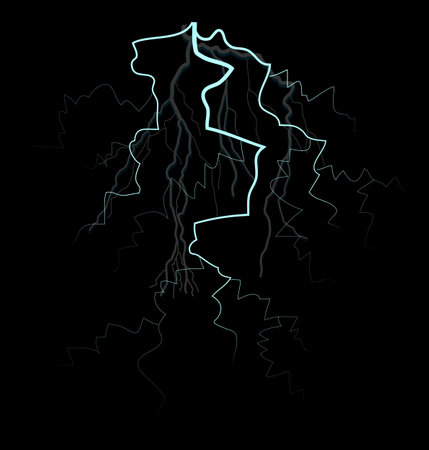 editable vector of white blue thunder lightningの素材