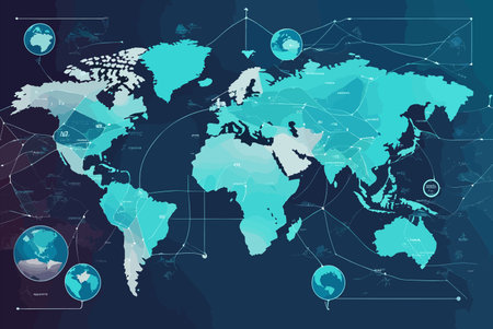 vector art of background word map for high technology style, blue white colors, forex, stock, cryptocurrency marcketのイラスト素材