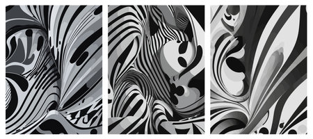 set of abstract black and white background vector.のイラスト素材