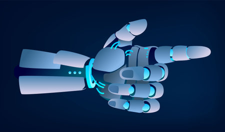 modern futuristic robot arm aiming sideの写真素材