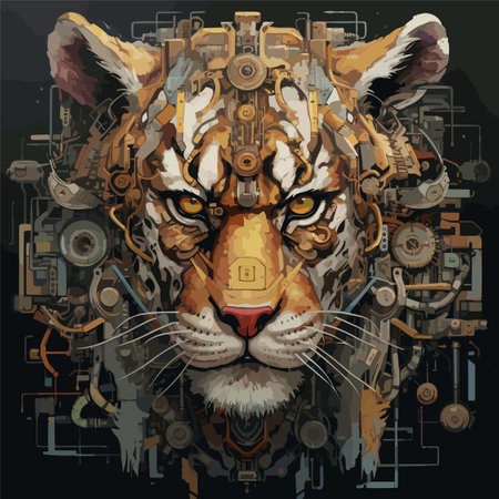 creative art of tiger created with machineのイラスト素材
