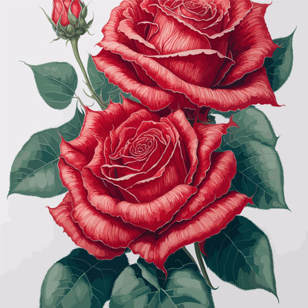 bouquet of red roses closeup, postcardのイラスト素材