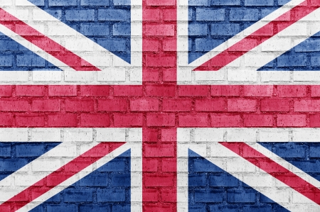 United Kingdom (UK) flag on a brick wallの写真素材