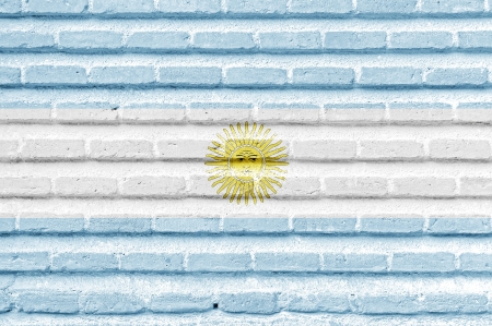 Argentina flag on an old brick wallの写真素材