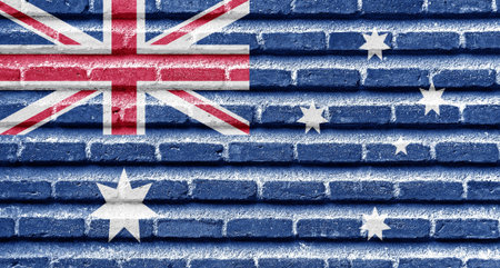 Australia flag on an old brick wall