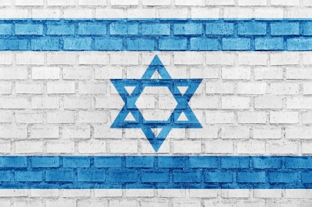 Israel flag on a brick wallの写真素材