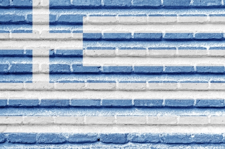 Greece flag on an old brick wallの写真素材