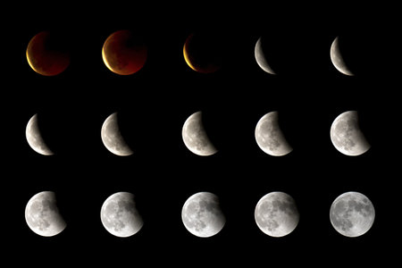 The different phases of a lunar eclipseの写真素材