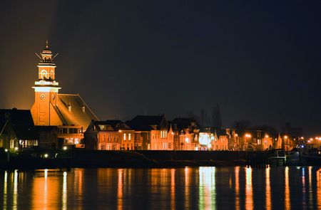 View on a dutch village, nightの写真素材
