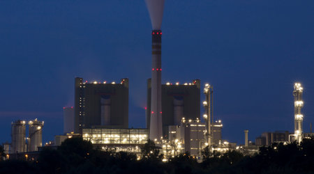 industrial building shot with bulb exposure by one clear night