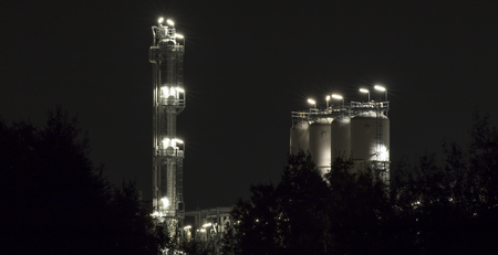 industrial building shot with bulb exposure by one clear nightの写真素材