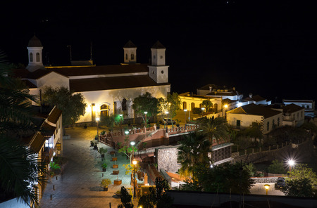 view on Tejeda village at Gran Canaria, Spain at night taken with bulb exposureの写真素材