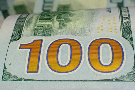 United States Currency One Hundred Dollars American. New Bill back.の写真素材