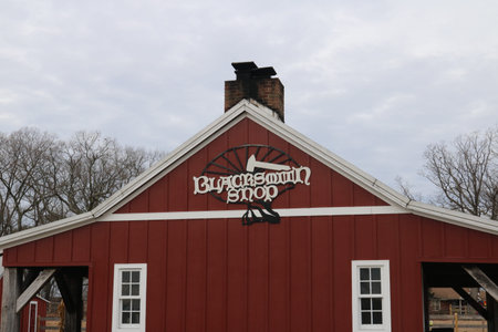A view of the exterior of a red barn in North Carolina.