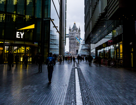 LONDON, UK - 19 FEBRUARY 2016.  Ernst & Young offices in More London.のeditorial素材