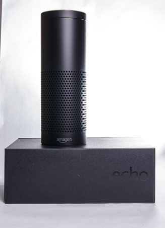 LEEDS, UK - 5 JANUARY 2017  Amazon Echo Alexa smart assistantのeditorial素材