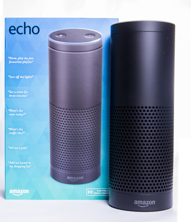 LEEDS, UK -  5 JANUARY 2017  Amazon Echo Alexa smart assistantのeditorial素材