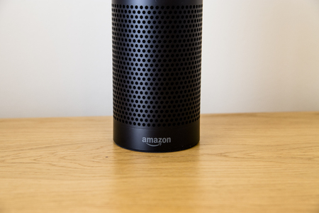 LEEDS, UK - 18 MARCH 2017.  Amazon Echo Speaker with Alexa Assistantのeditorial素材