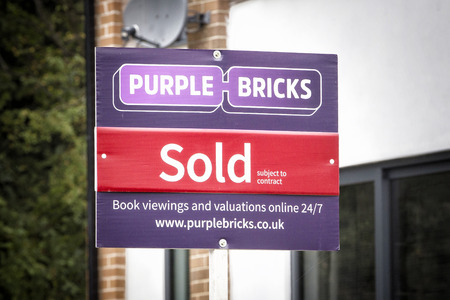 Purple Bricks British Online Estate Agent signのeditorial素材