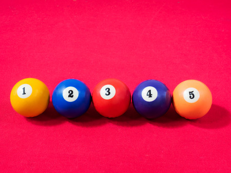 Game of american billiards  played on a billiard table for two personsの写真素材