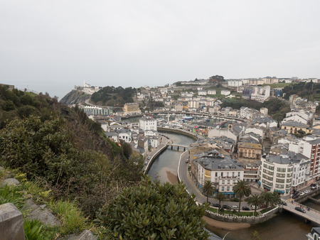 Luarca typical holiday town and fishing port in northern Spainの写真素材