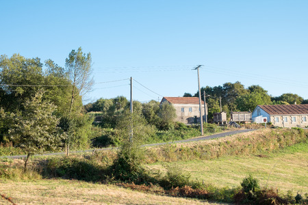 Landscape of a village along the road in Galicia, northern Spainの写真素材