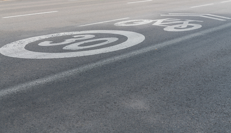 Bike lane limited to 30 kilometers per hourの写真素材
