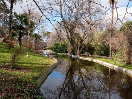 Retiro park public in Madrid the largest garden in the cityの写真素材