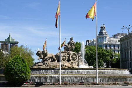 Cibeles square with the City Hall building and the city's Simbilo fountainのeditorial素材
