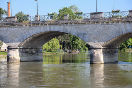 Cognac panoramic view of the Charente Riverの写真素材