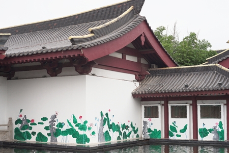 Classic Chinese garden and architecture in Xi'an, Chinaの写真素材