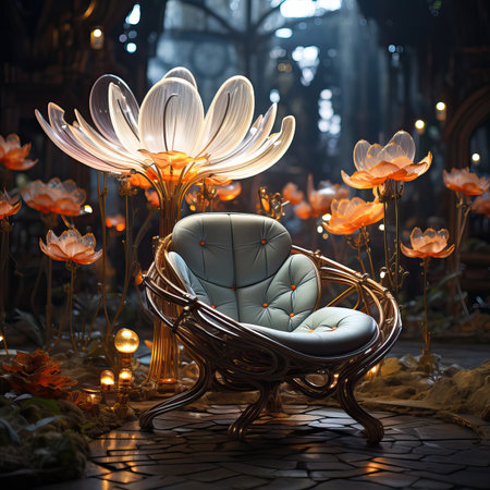 Illuminated Elegance: A Flower-Shaped Chair in a Romantic Setting,Conceptual Design Flower Shaped Chair Furnitureの素材