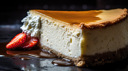 Cheesecake Delight with Raspberry Sauce,piece of cheesecake,slice of cheesecakeの素材