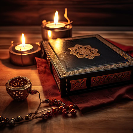 Photo for Cozy Reading Time: Books and Candles,old book and candle,Classical Design Still Life Photography with Old Books and Candles - Royalty Free Image