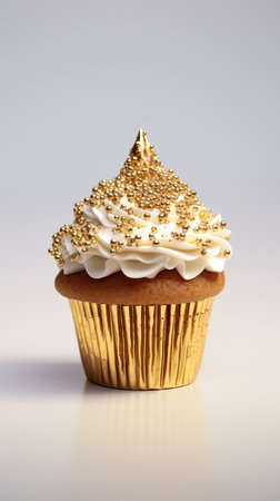 A Glimpse of Sweet Indulgence: The Golden Cupcake,cupcake with cream,cupcake with frostingの素材