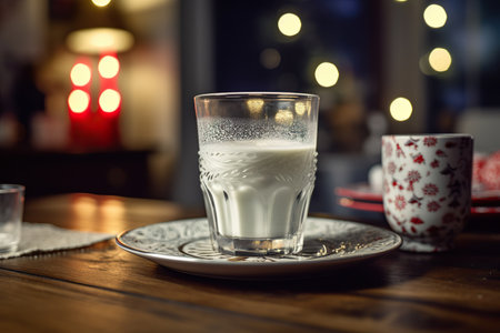 Festive Indulgence: A Cozy Evening with Milk and Cookies,glass of milkの素材