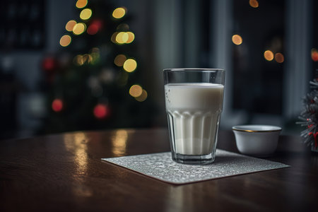 Festive Indulgence: A Cozy Evening with Milk and Cookies,glass of milkの素材