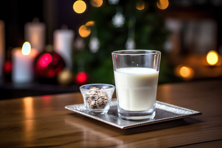 Festive Indulgence: A Cozy Evening with Milk and Cookies,glass of milkの素材