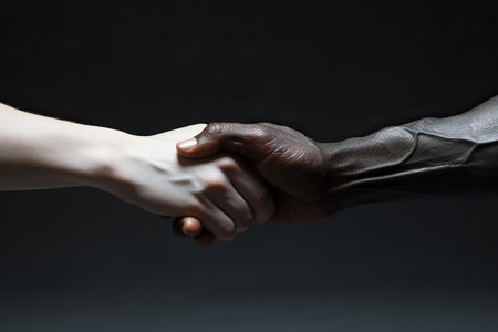 Unity in Diversity: A Symbolic Handshake,handshake between two peopleの素材