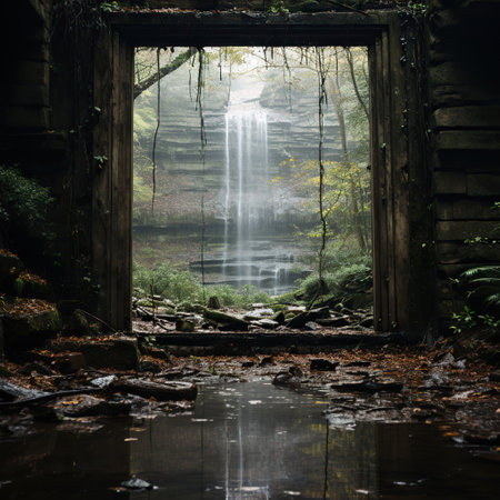 Nature's Majesty: A Waterfall in the Heart of the Forestの素材