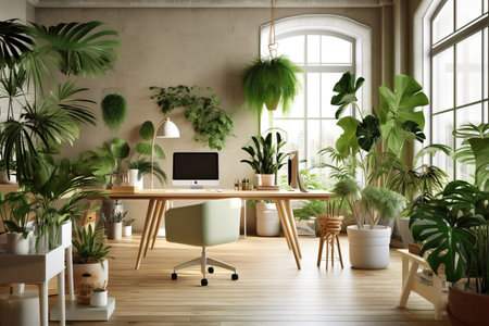 Natural Harmony: A Modern Office Space with a Green Touchの素材