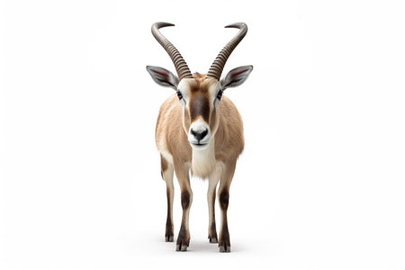 antelope isolated on white background,Graceful Solitude: A Gazelle's Portrait in Monochromeの素材