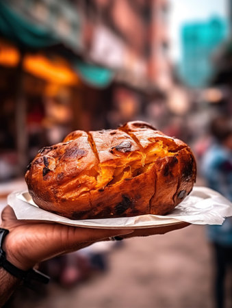 A sweet potato dessert with ice cream and caramel sauceの素材