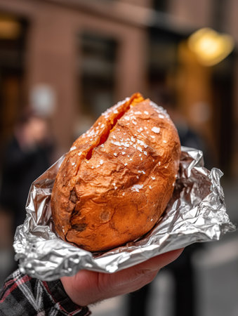 A sweet potato dessert with ice cream and caramel sauceの素材