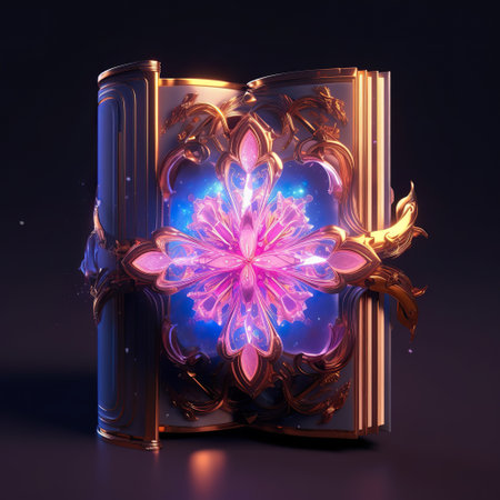 A Blue Book with a Pink Crystal and Jewels,A Book with a Crystal and Flowers,magic bookの素材