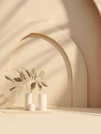 plant in a vase on the table,Minimalist Still Life: Serenity in Simplicityの素材