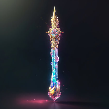 A Sword with a Crystal Blade and Hilt,Game props crystal sword 3D object designの素材