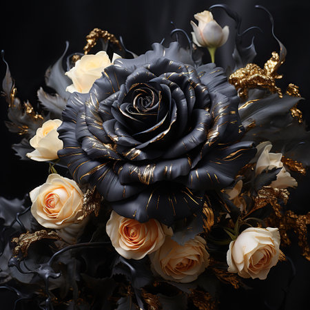 bouquet of roses,Dreamy Blooms: A Bouquet of Orange Roses Amidst Dark Swirlsの素材